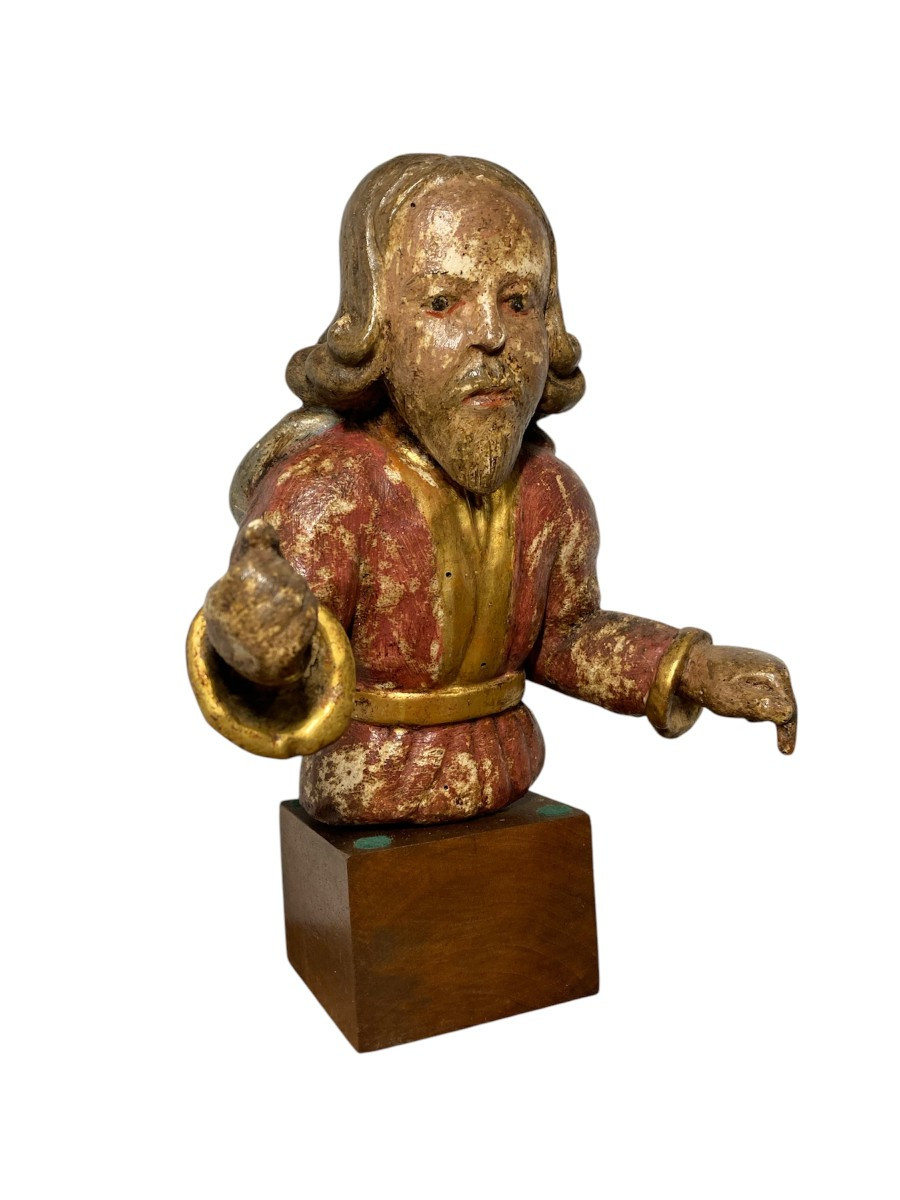 Inizio XVI secolo - Germania - Busto di Cristo Giudice in legno policromo