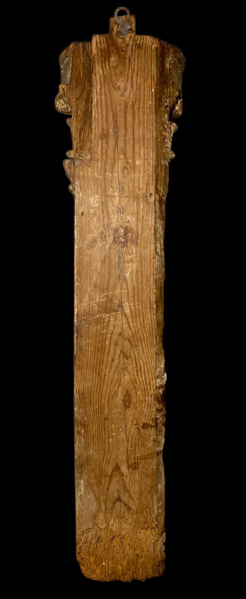 XVI secolo - Spagna - Coppia di colonne in legno policromo con facce d'angelo e grottesche-photo-8
