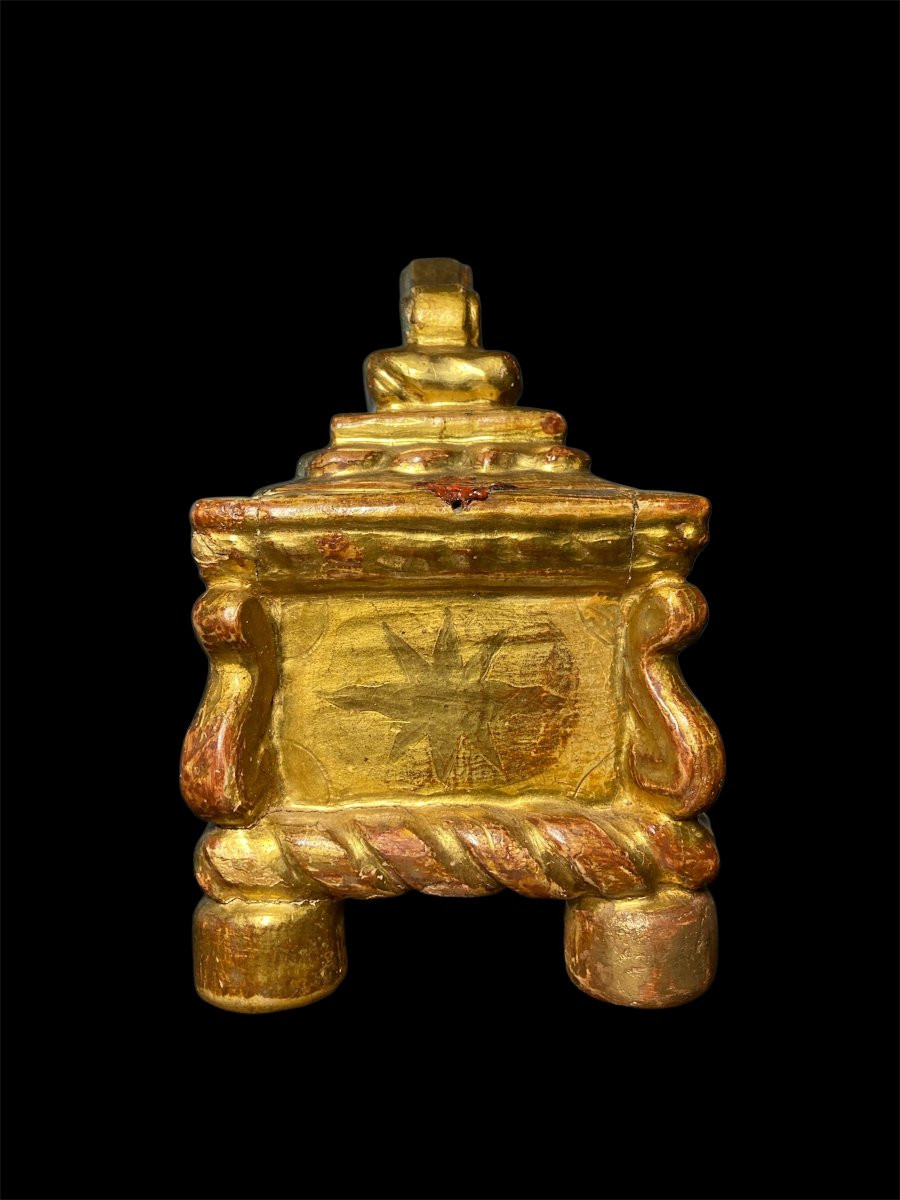 XVI sec. - Venezia - Teca reliquiario in legno dorato-photo-3