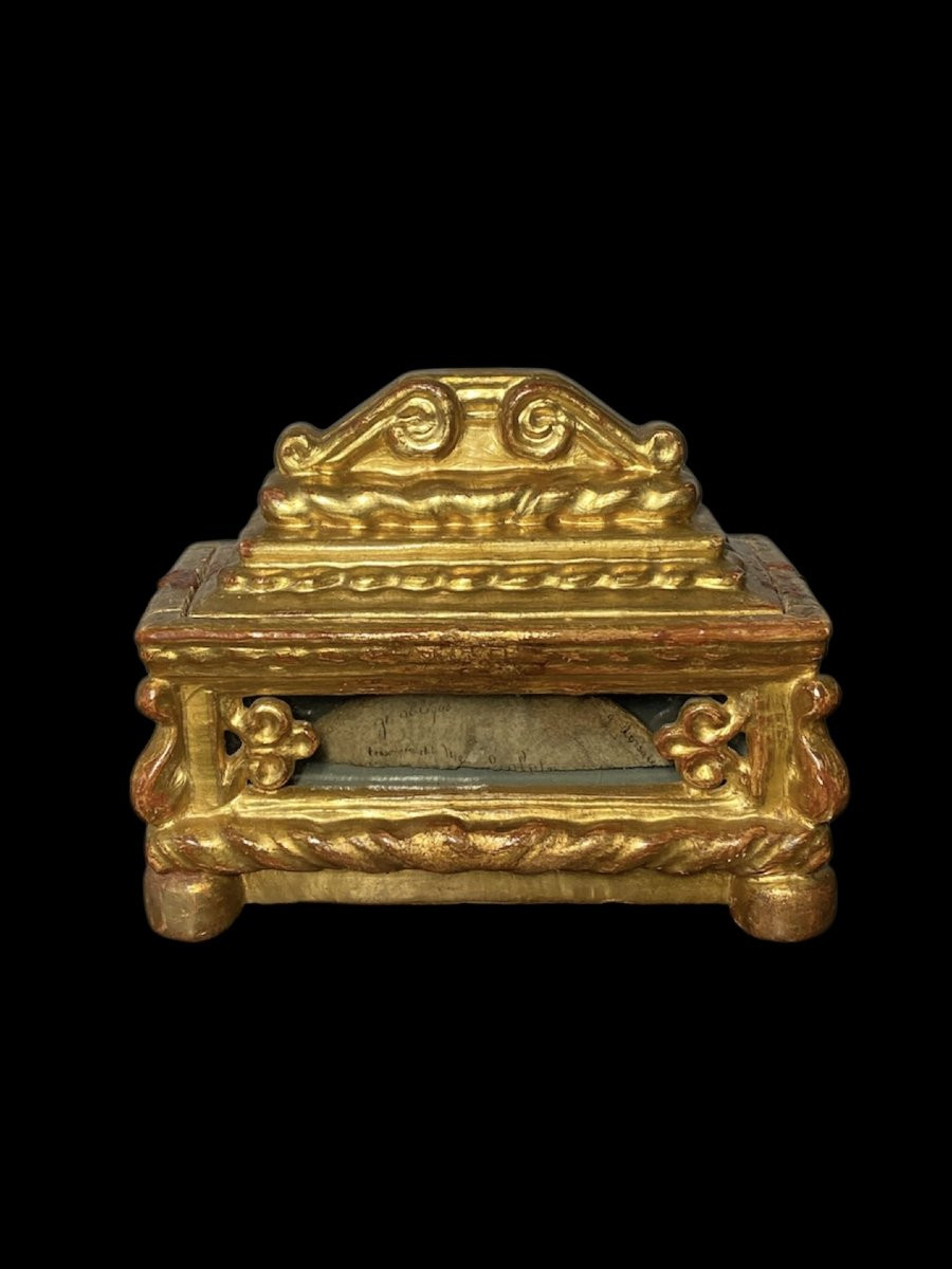 XVI sec. - Venezia - Teca reliquiario in legno dorato-photo-1