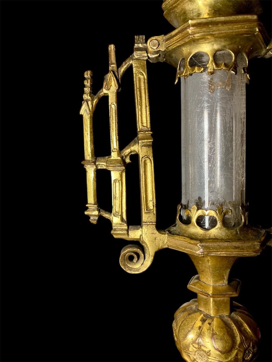 XV sec. - Francia - Reliquiario gotico in rame dorato-photo-2