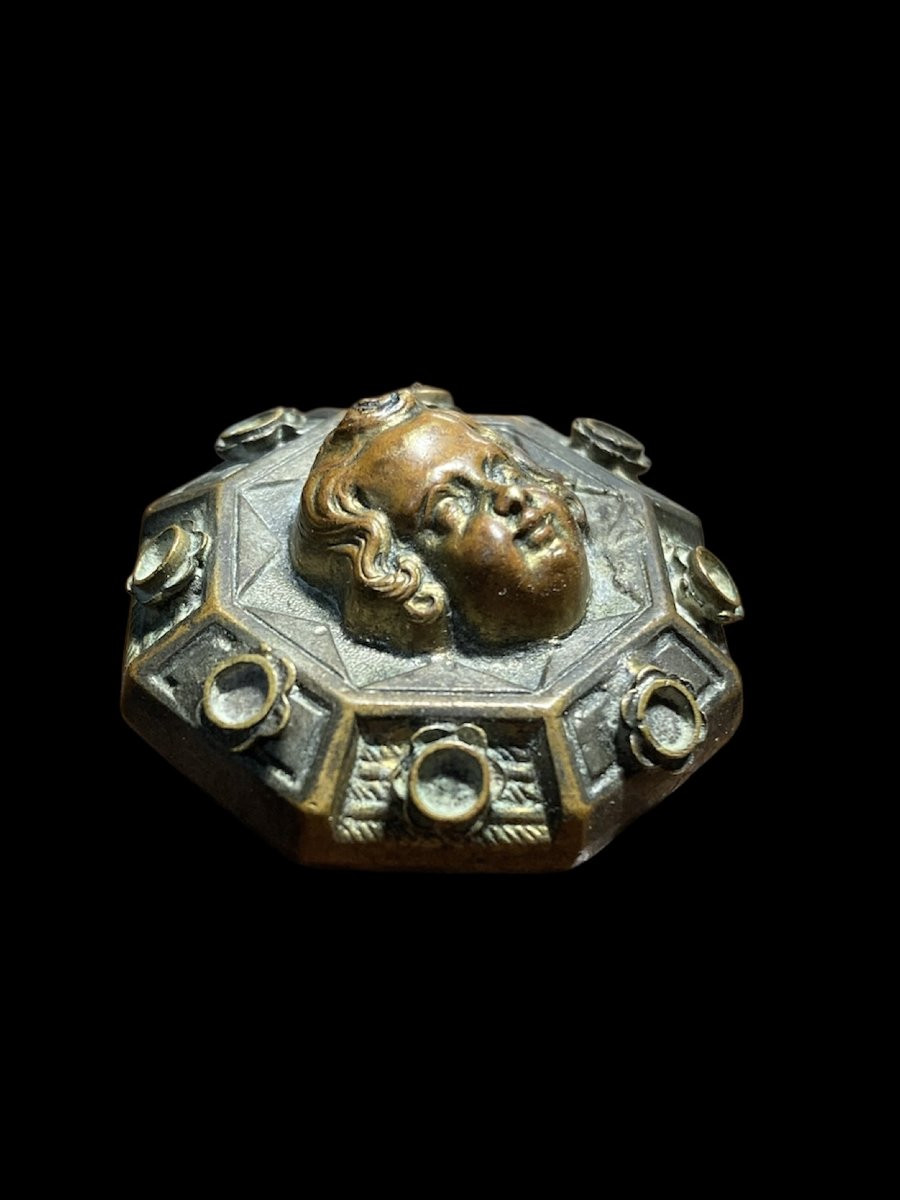 1480 ca. - Francia o Italia - Spilla in bronzo con Putto-photo-2