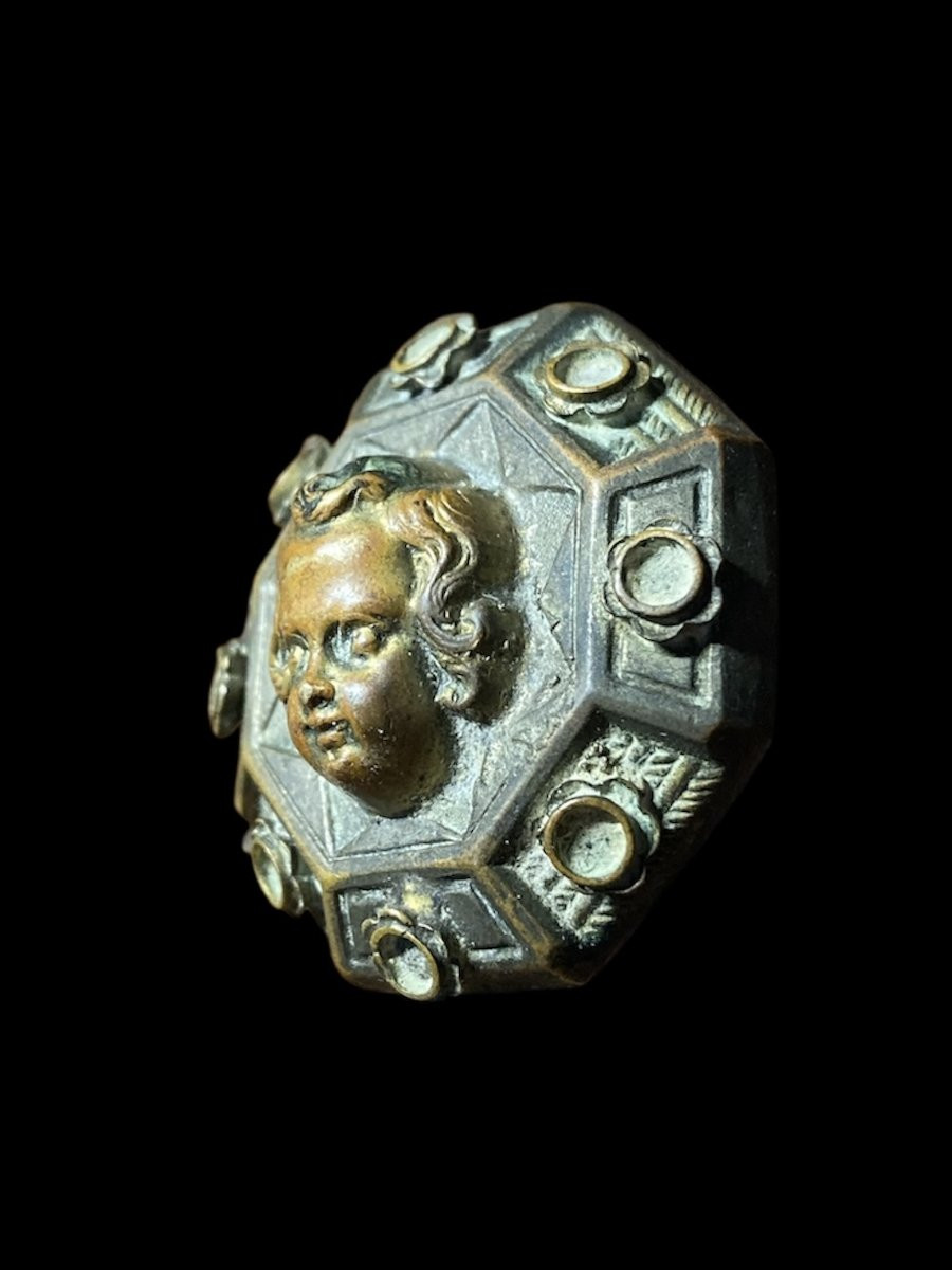 1480 ca. - Francia o Italia - Spilla in bronzo con Putto-photo-3