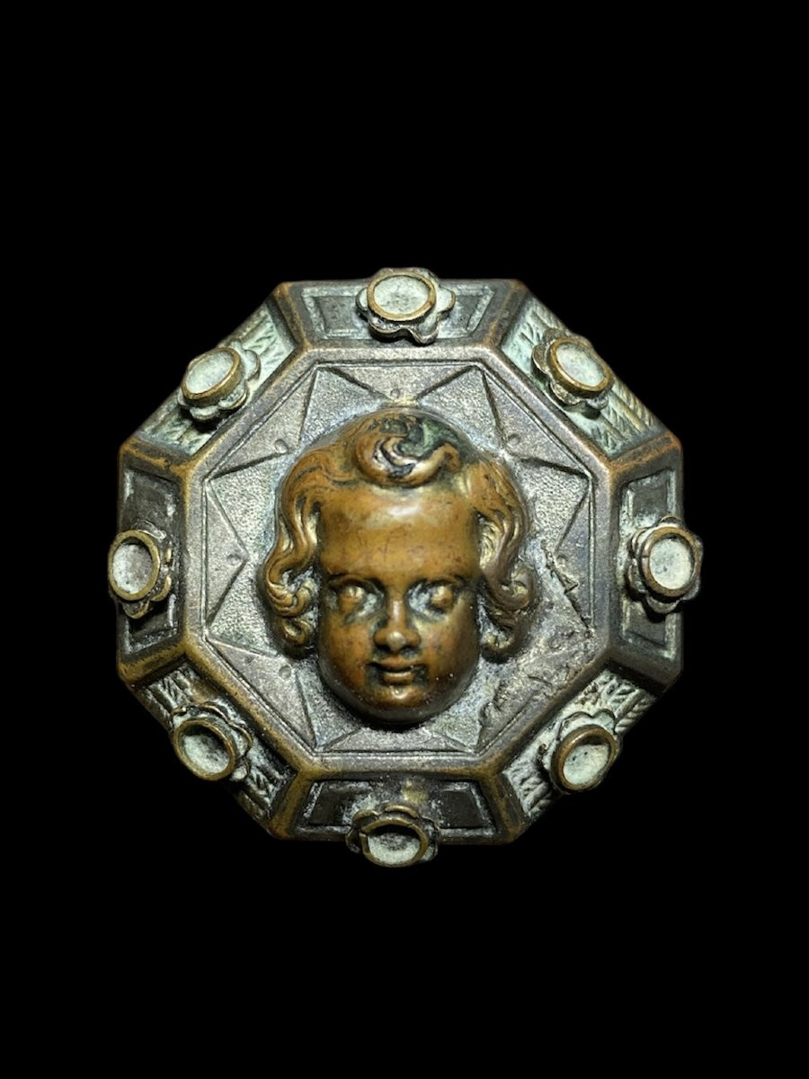 1480 ca. - Francia o Italia - Spilla in bronzo con Putto-photo-5