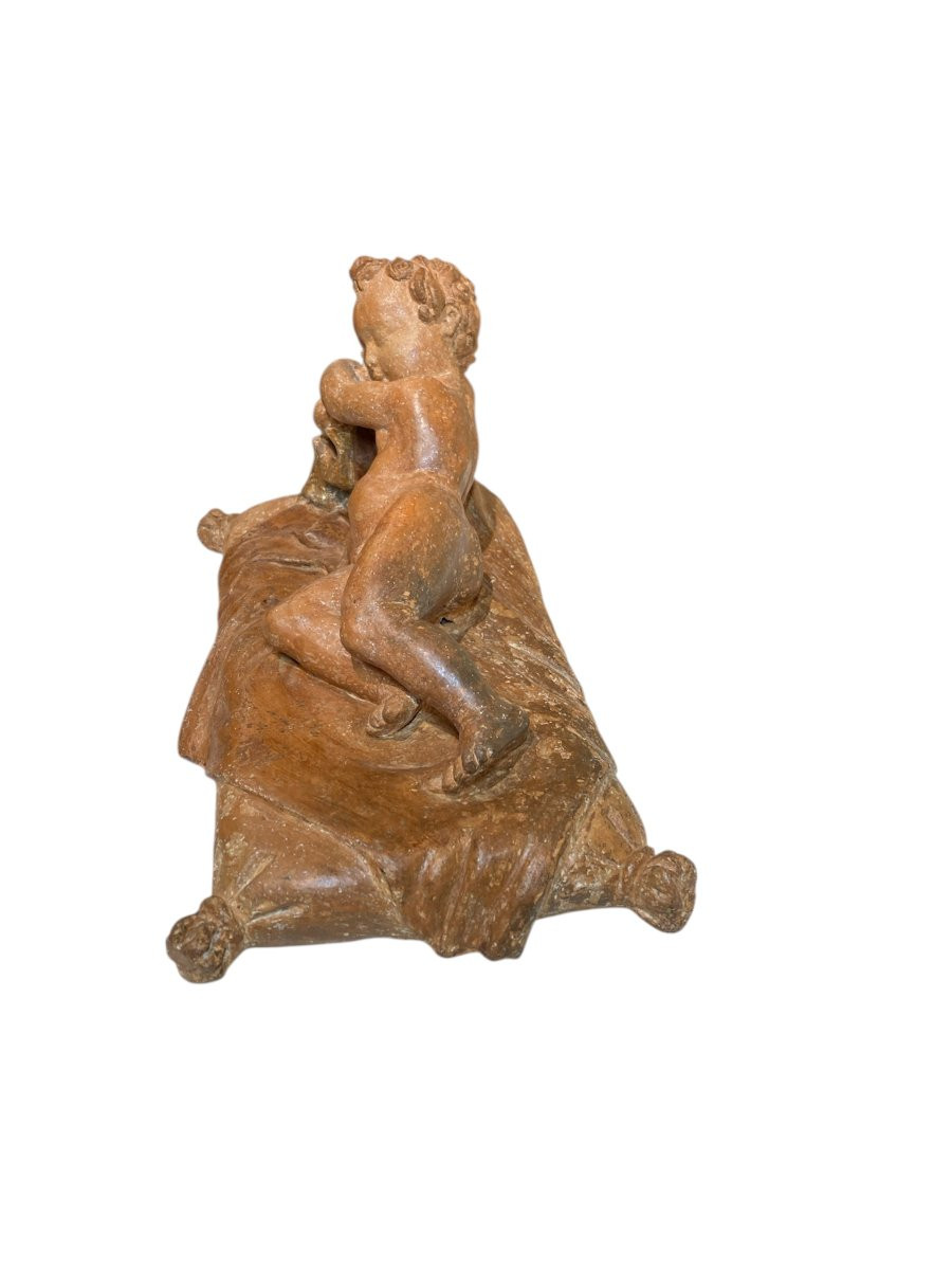 Roma - XVII sec. - Terracotta - Vanitas con putto e teschio-photo-2