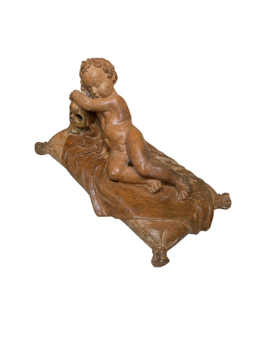 Roma - XVII sec. - Terracotta - Vanitas con putto e teschio-photo-5