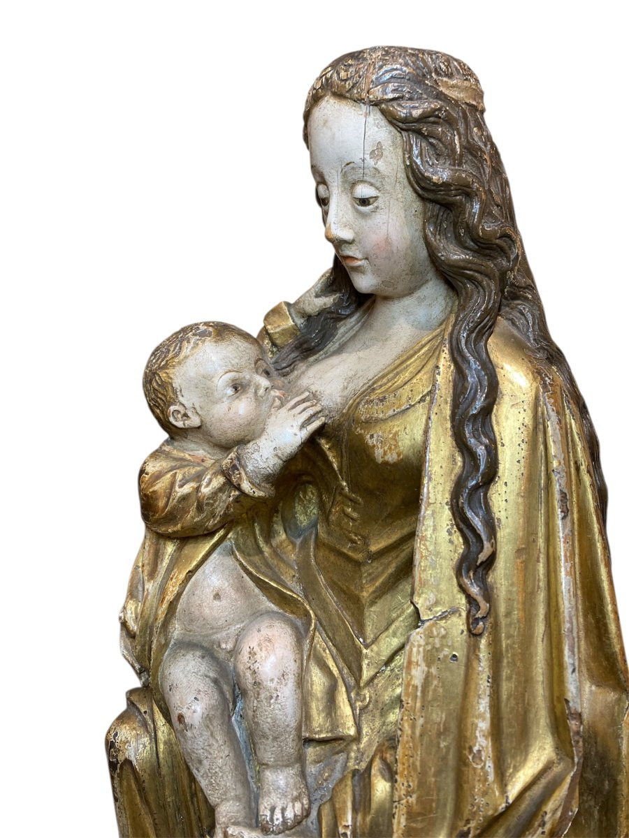 XVI sec. - Malines - Legno - Madonna in trono col Bambino-photo-3