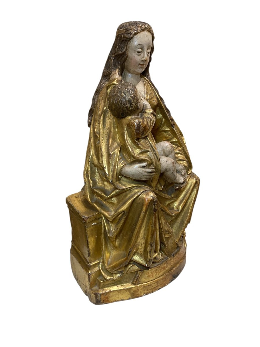 XVI sec. - Malines - Legno - Madonna in trono col Bambino-photo-1