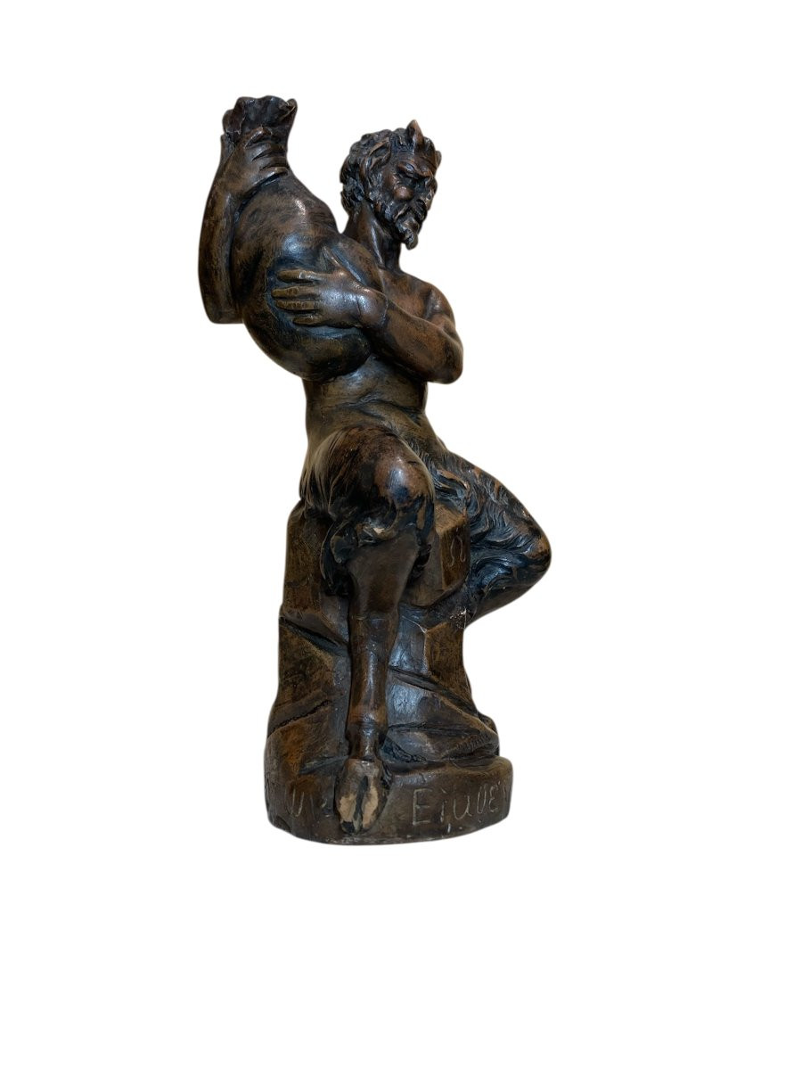 XIX sec. - Italia - Figura di satiro in terracotta-photo-3