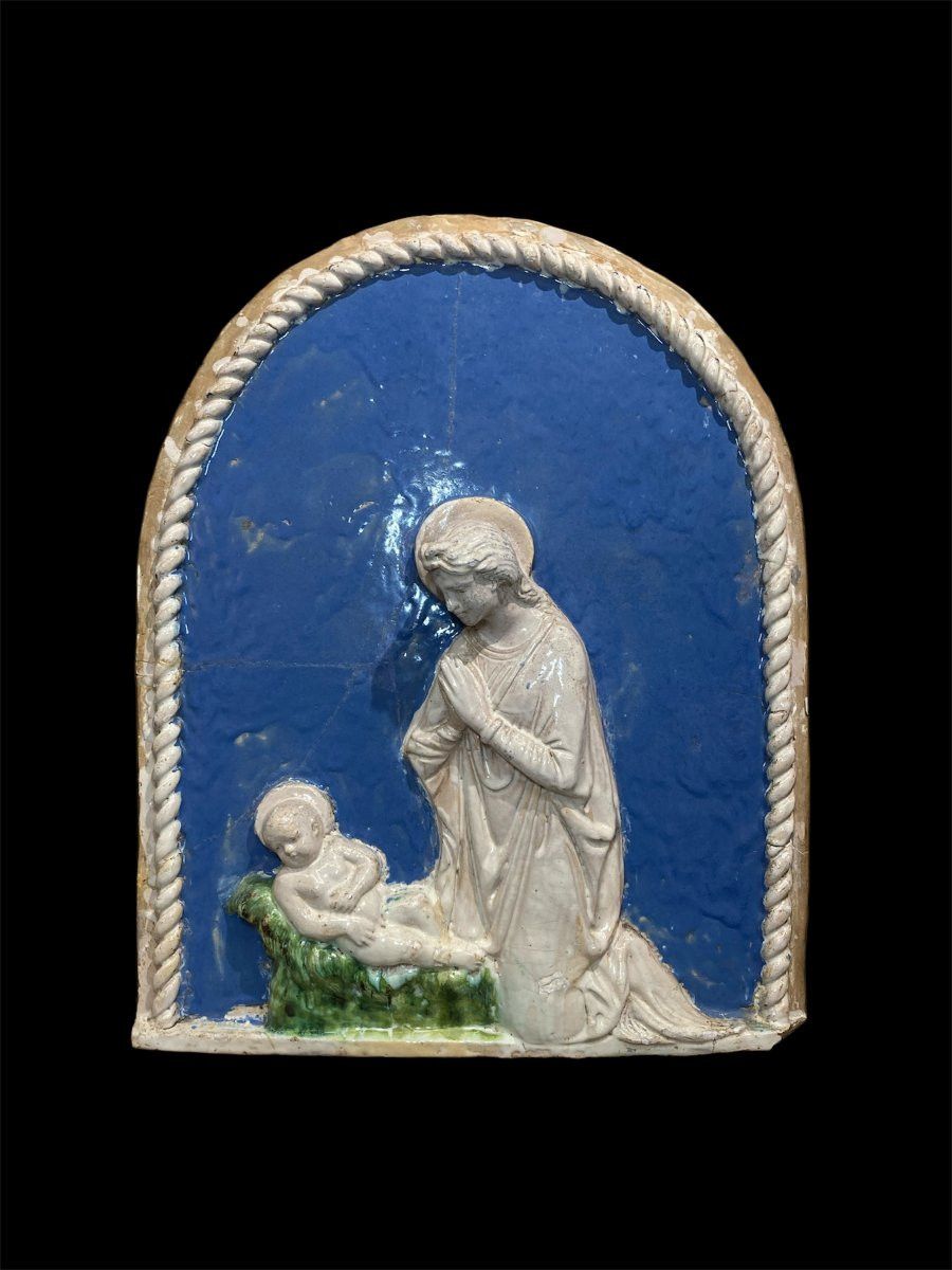 Metà del XVI sec. - Firenze - Terracotta invetriata -  Madonna dell’Umiltà con Bambino-photo-2