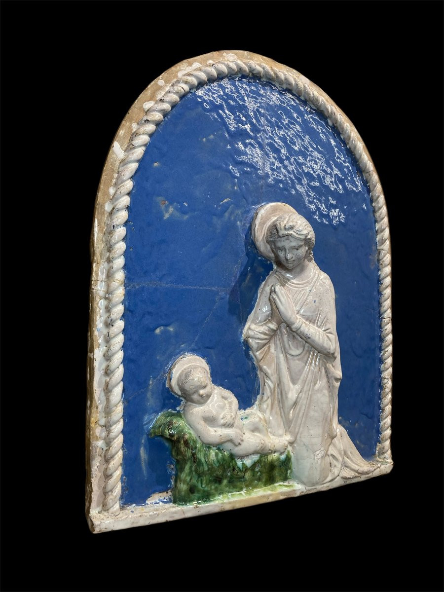 Metà del XVI sec. - Firenze - Terracotta invetriata -  Madonna dell’Umiltà con Bambino-photo-4