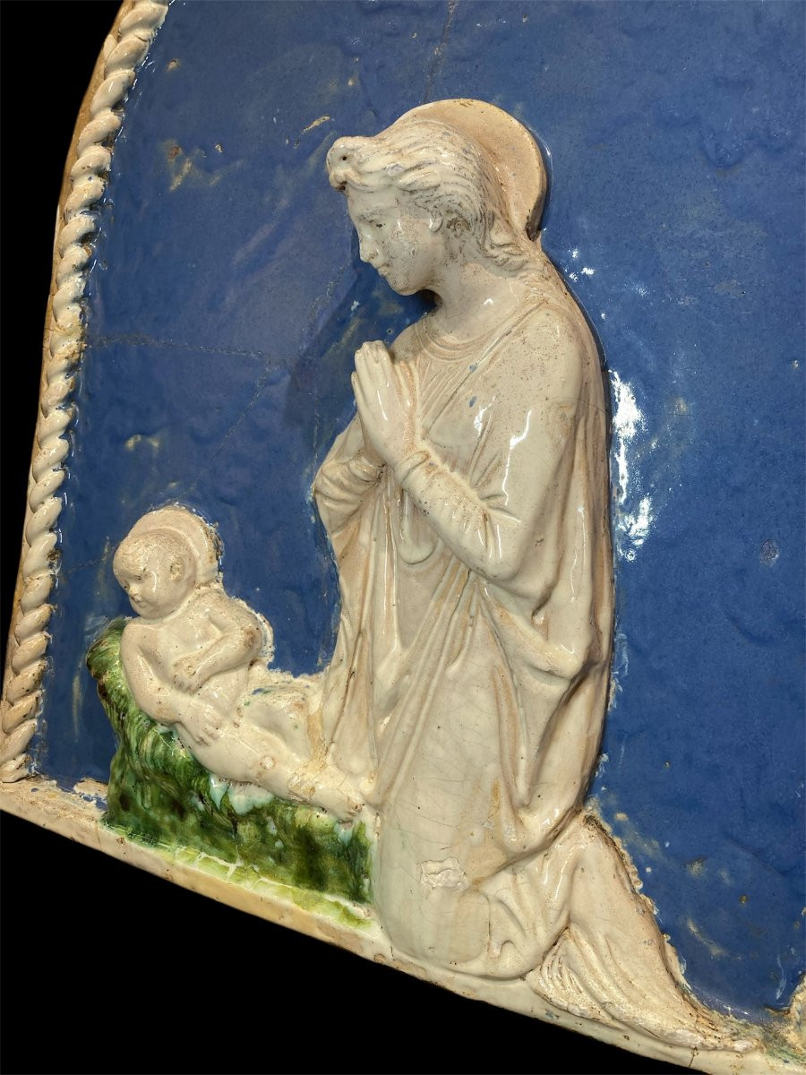 Metà del XVI sec. - Firenze - Terracotta invetriata -  Madonna dell’Umiltà con Bambino-photo-3