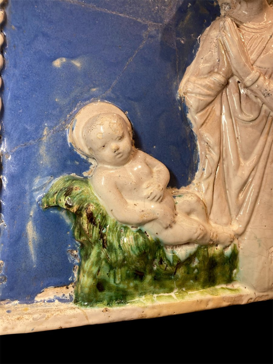 Metà del XVI sec. - Firenze - Terracotta invetriata -  Madonna dell’Umiltà con Bambino-photo-6
