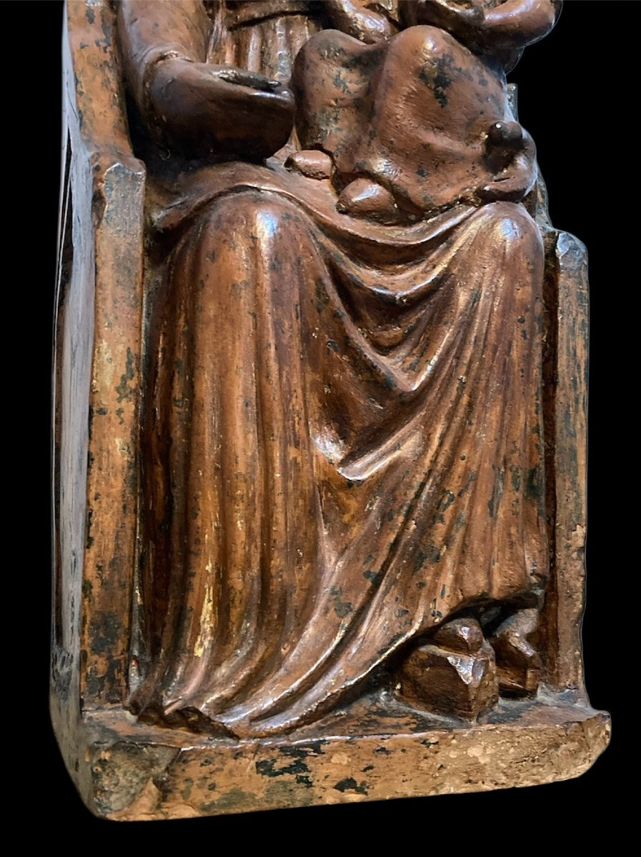 Inizio XV secolo - Francia o Italia del nord - Terracotta - Madonna in trono col Bambino-photo-3