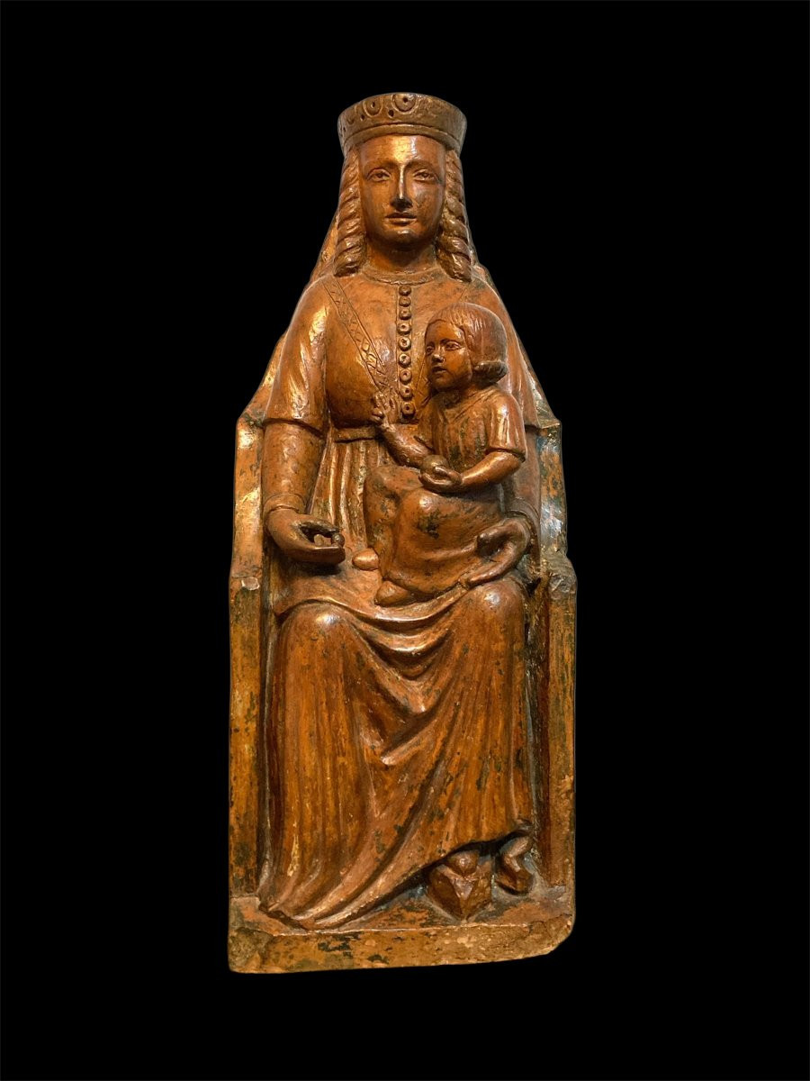 Inizio XV secolo - Francia o Italia del nord - Terracotta - Madonna in trono col Bambino-photo-4