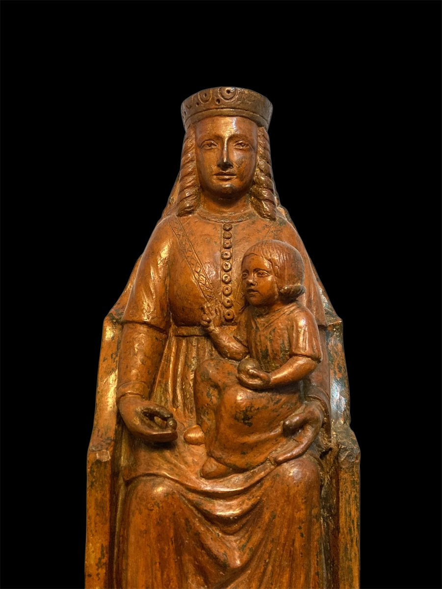 Inizio XV secolo - Francia o Italia del nord - Terracotta - Madonna in trono col Bambino-photo-1
