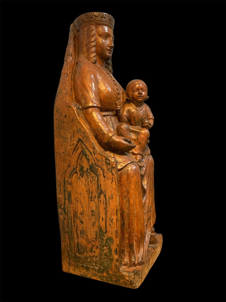 Inizio XV secolo - Francia o Italia del nord - Terracotta - Madonna in trono col Bambino-photo-3