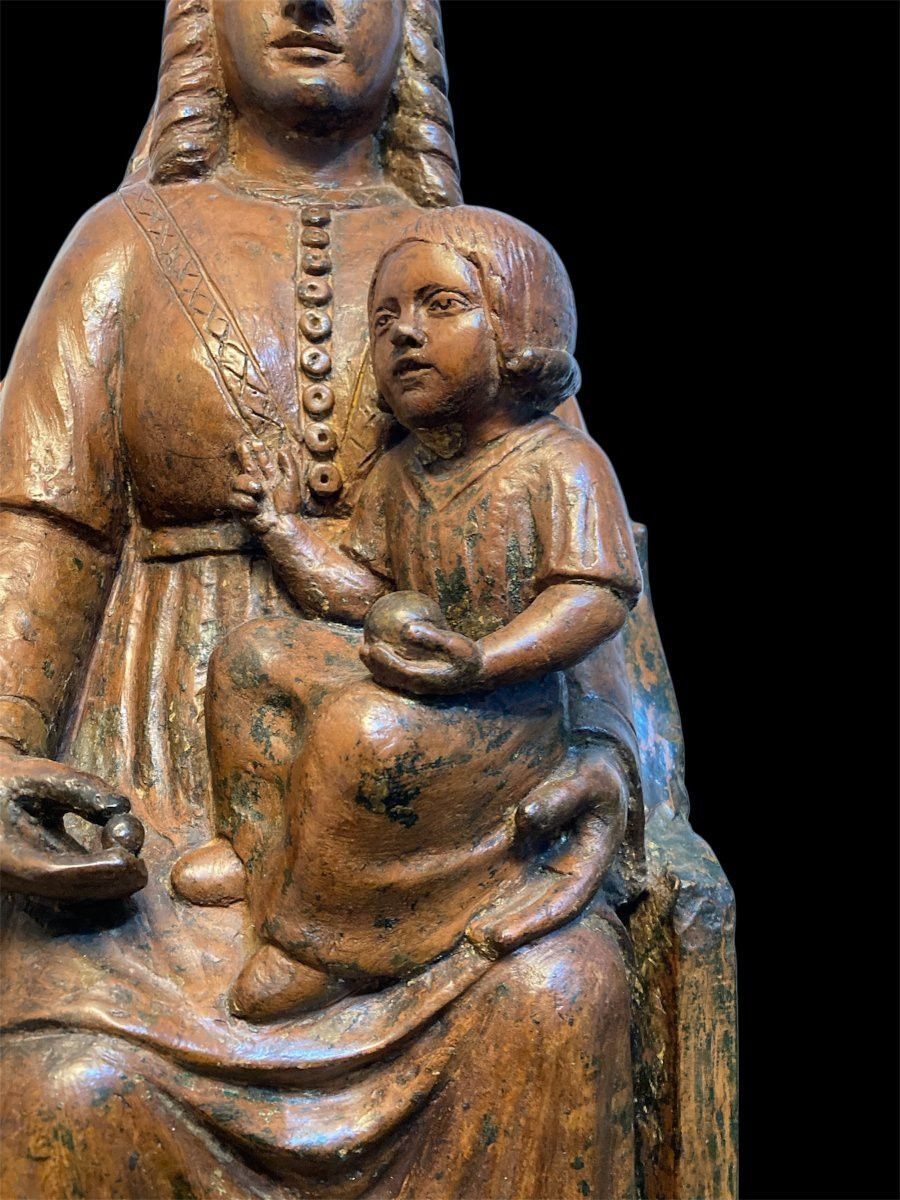 Inizio XV secolo - Francia o Italia del nord - Terracotta - Madonna in trono col Bambino-photo-6