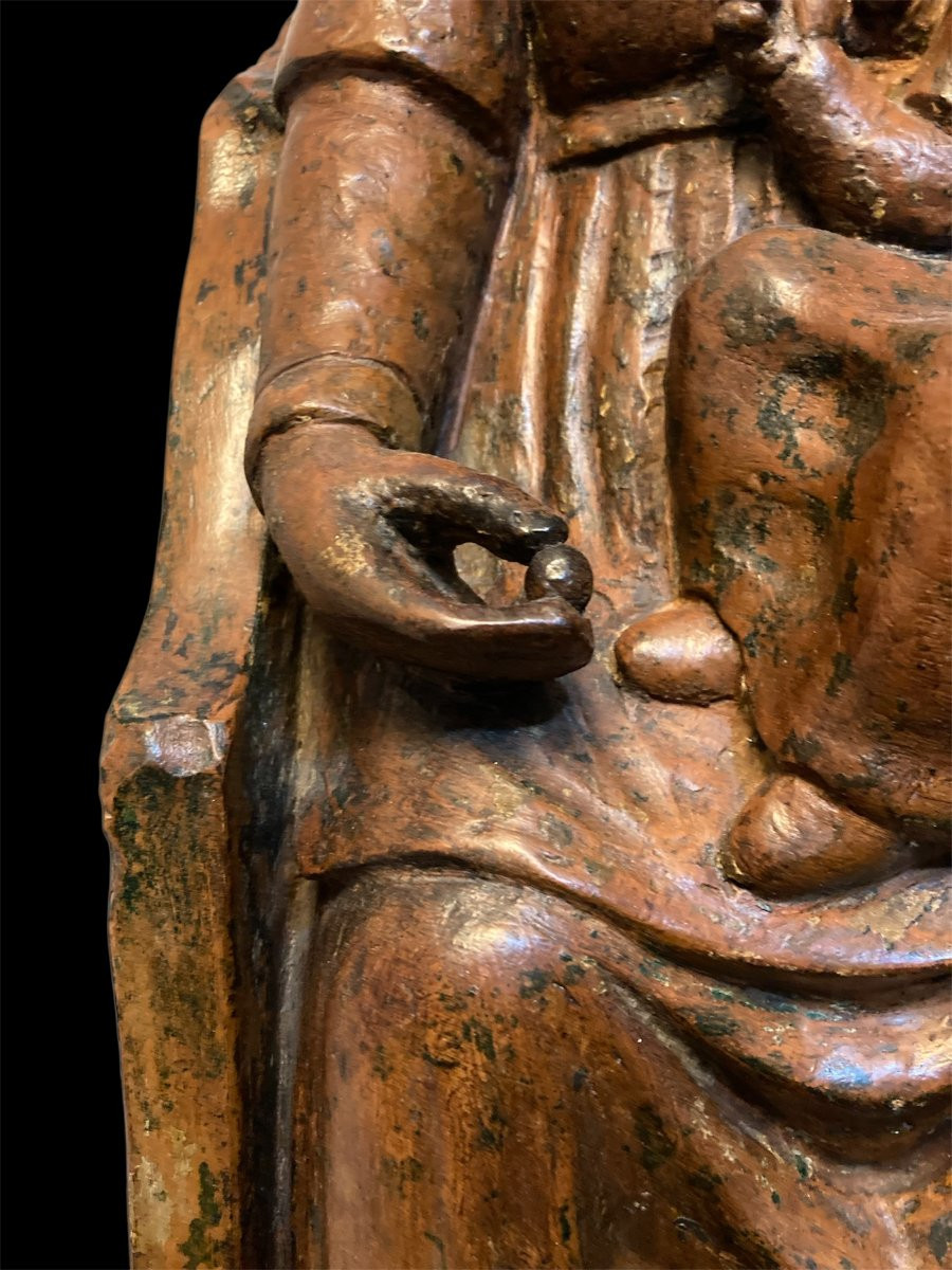 Inizio XV secolo - Francia o Italia del nord - Terracotta - Madonna in trono col Bambino-photo-7