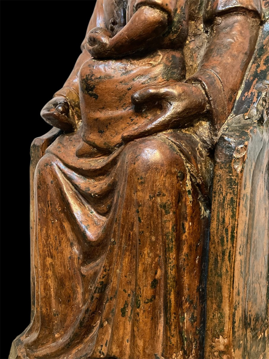 Inizio XV secolo - Francia o Italia del nord - Terracotta - Madonna in trono col Bambino-photo-8