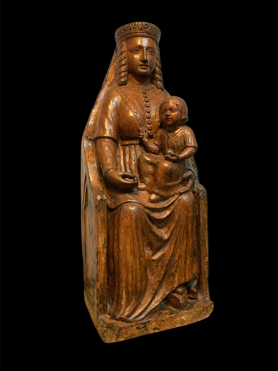 Inizio XV secolo - Francia o Italia del nord - Terracotta - Madonna in trono col Bambino
