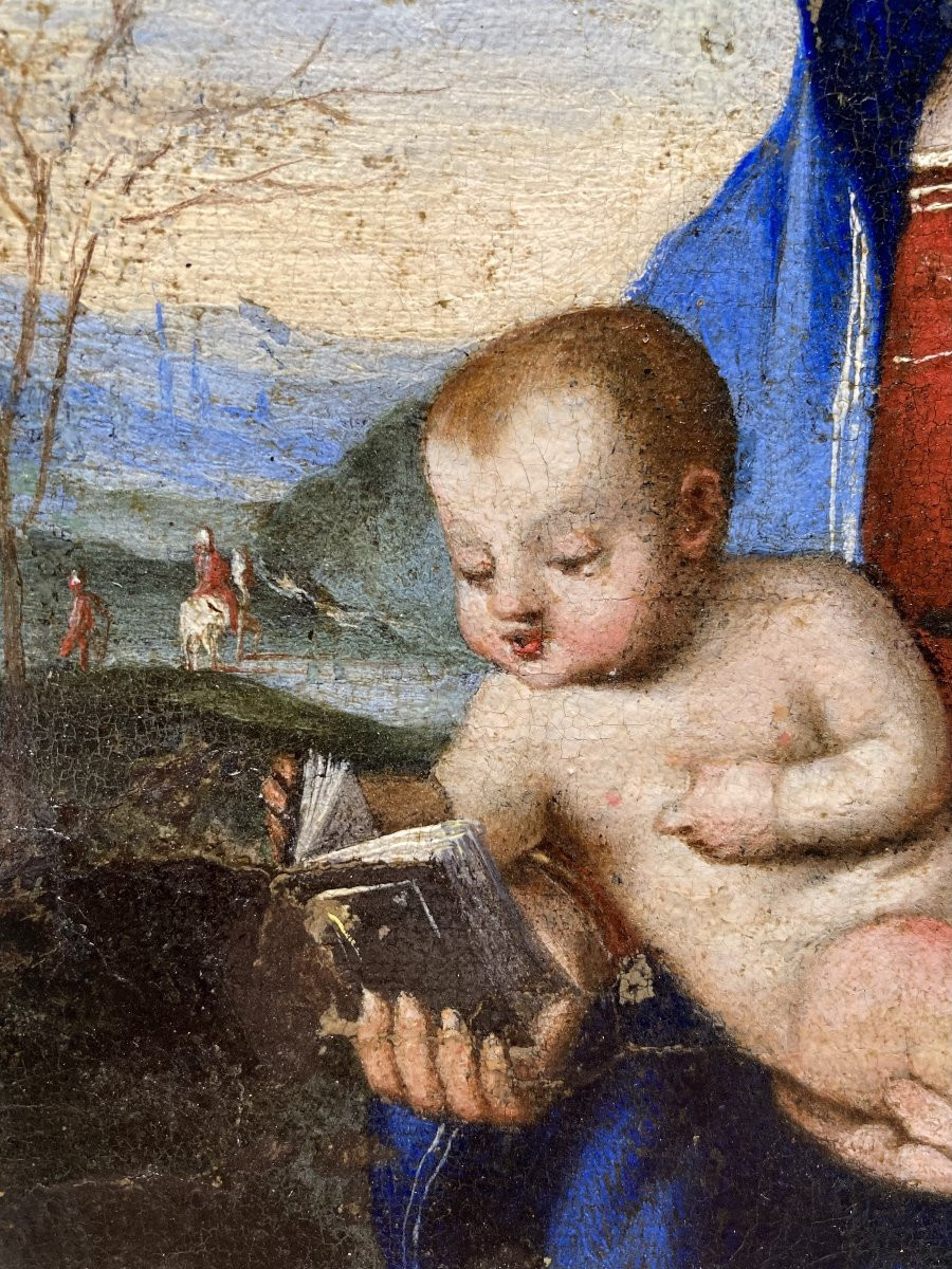 Lorenzo Costa (Ferrara, 1460 - Mantova, 1535) - Bottega di - Madonna del Libro - 1520/1530-photo-2