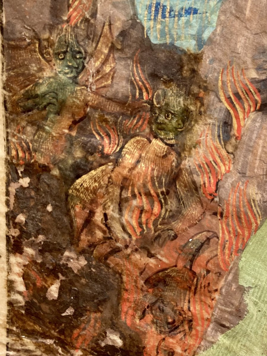 Miniatura su pergamena - La Caduta degli Angeli Ribelli - Scuola di Tours - 1470-1480-photo-3