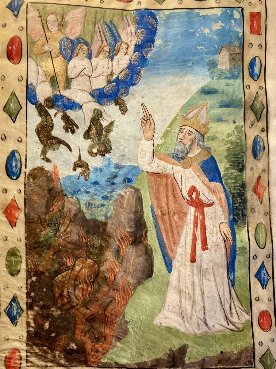 Miniatura su pergamena - La Caduta degli Angeli Ribelli - Scuola di Tours - 1470-1480-photo-3