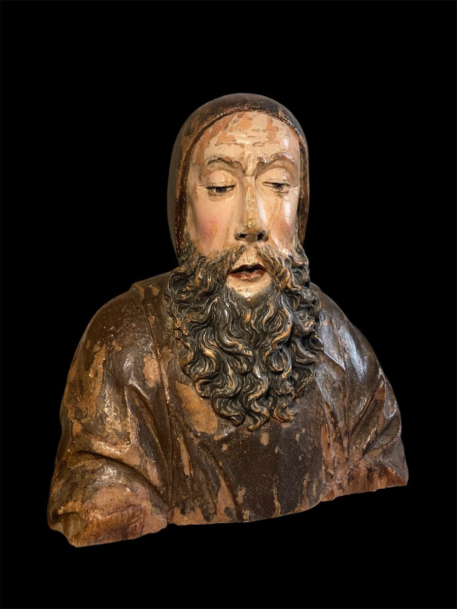 Ultimo quarto del XV sec. - Lombardia - Busto in legno di Sant'Antonio Abate-photo-5