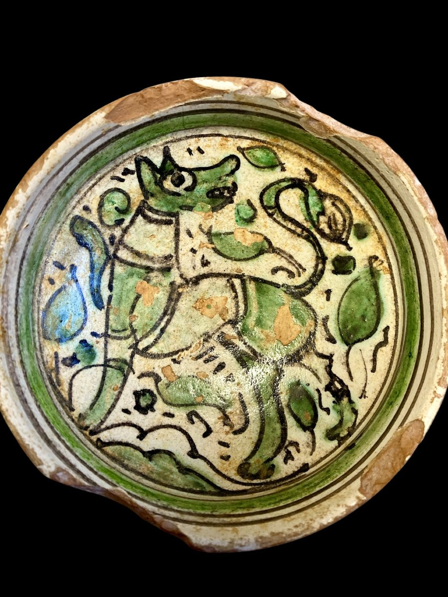 Viterbo - Metà del XIV secolo - Ciotola in maiolica policroma a figura zoomorfa-photo-3