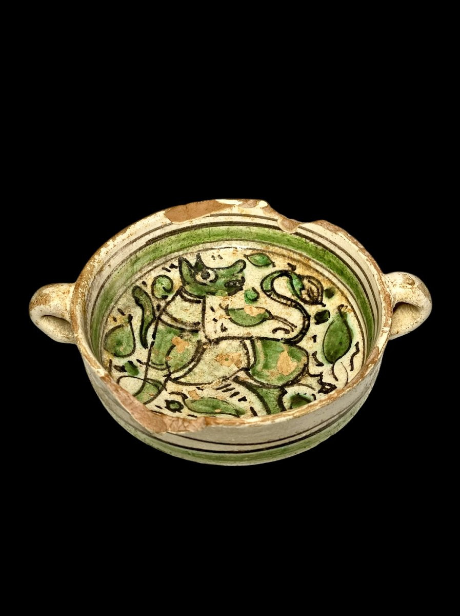 Viterbo - Metà del XIV secolo - Ciotola in maiolica policroma a figura zoomorfa-photo-4