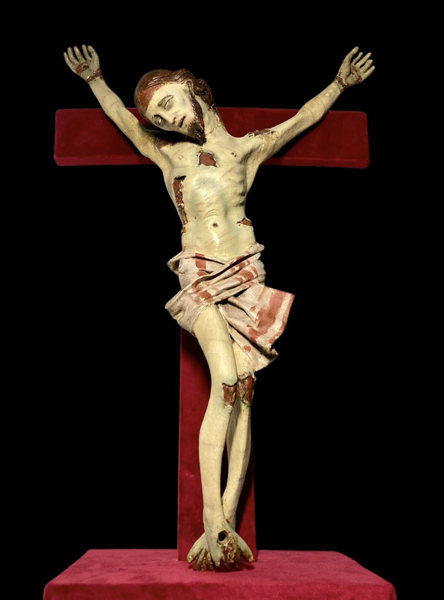 Napoli - II quarto del XVII secolo - Cristo Crocifisso lacerato - Cartapesta, legno e vetro