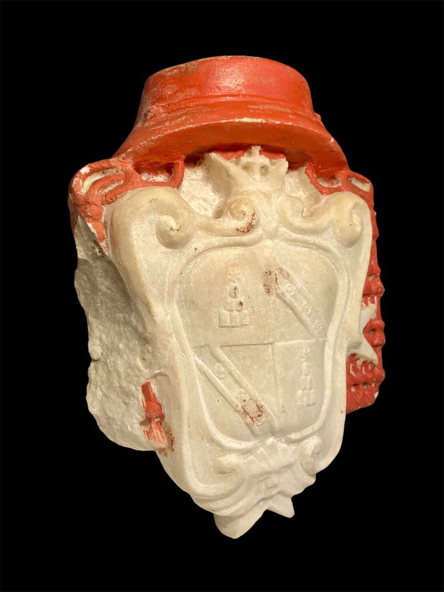 Stemma in marmo bianco del Cardinale Antonio Felice Chigi-Zondadari - Siena, circa 1712-photo-3
