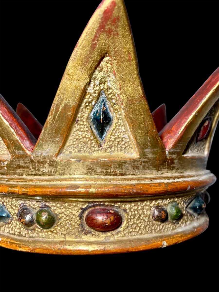 XVIII secolo - Legno dipinto e dorato - Corona-photo-2