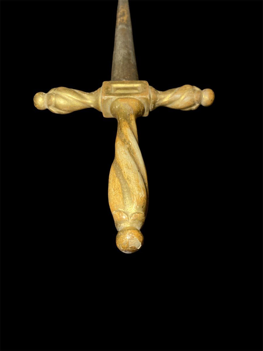XVIII secolo - Spadino in legno dorato e argentato-photo-1