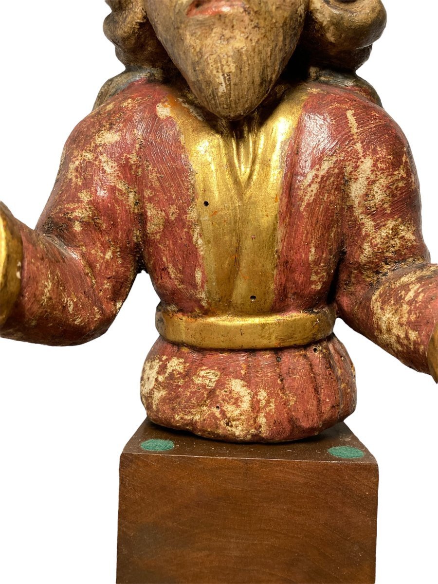 Inizio XVI secolo - Germania - Busto di Dio Padre in legno policromo-photo-8