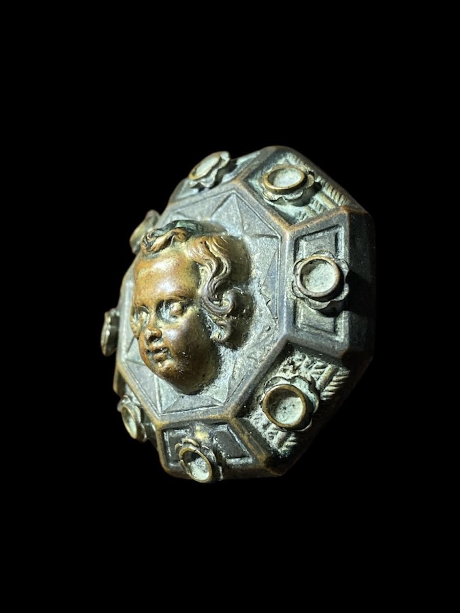 1480 ca. - Francia o Italia del nord - Spilla in bronzo con Putto-photo-4
