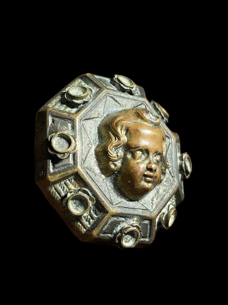 1480 ca. - Francia o Italia del nord - Spilla in bronzo con Putto-photo-4
