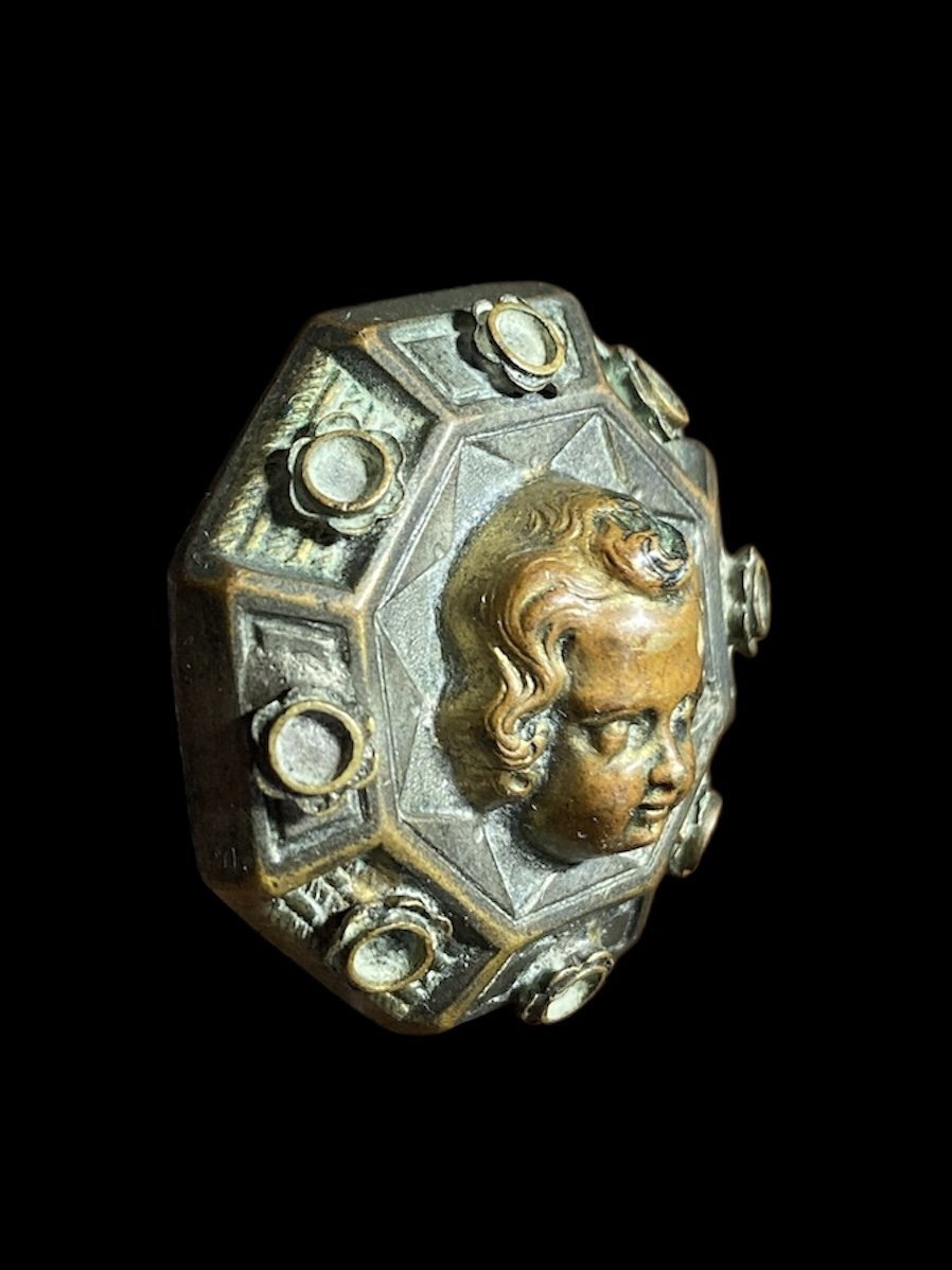 1480 ca. - Francia o Italia del nord - Spilla in bronzo con Putto-photo-6