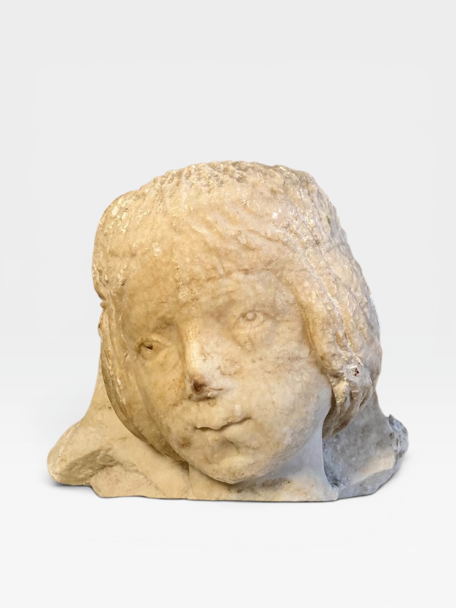 Italia settentrionale - Fine del XIV sec. - Protome angelica in marmo-photo-3