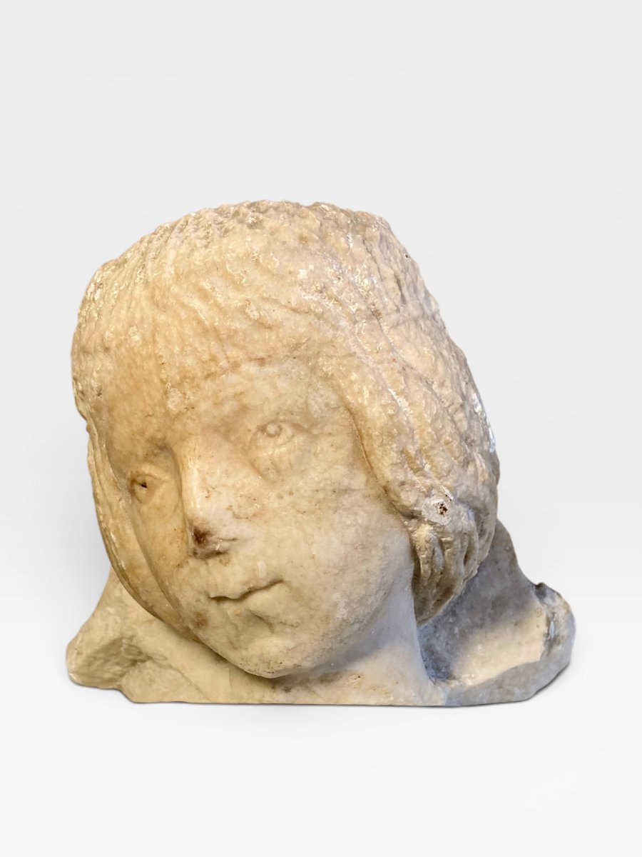 Italia settentrionale - Fine del XIV sec. - Protome angelica in marmo-photo-1