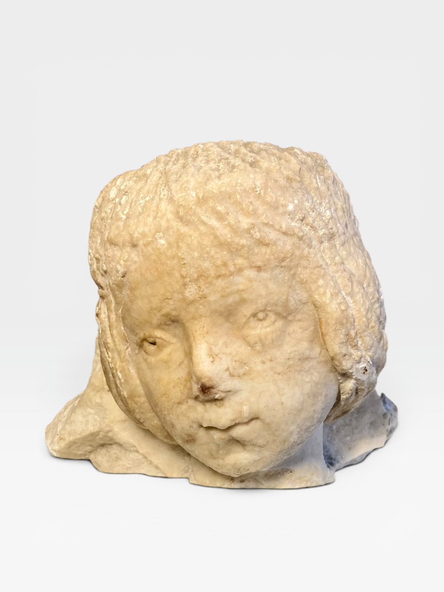 Italia settentrionale - Fine del XIV sec. - Protome angelica in marmo-photo-7