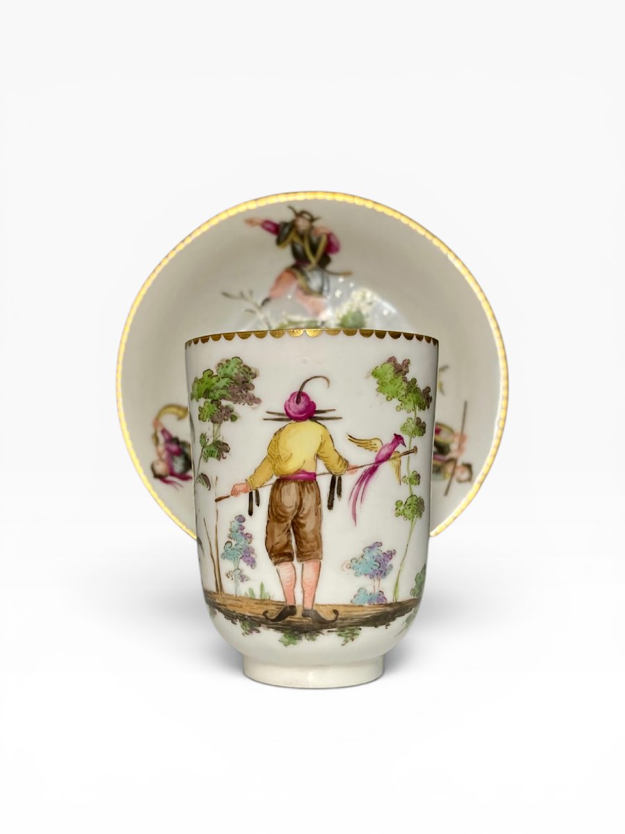 Ginori Doccia - 1810/20 - Tazzina e piattino “a guscio d’uovo” a figure orientali