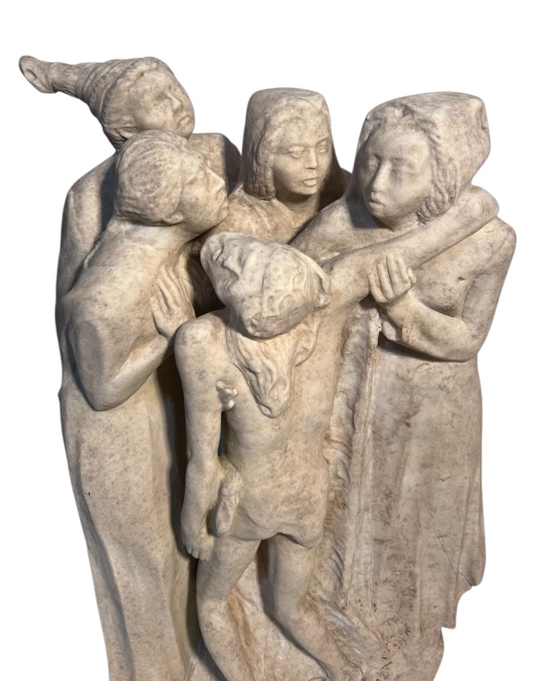 1910 - 1930 - Scultore dell’Italia settentrionale - Gruppo di Pietà in pietra calcarea-photo-4