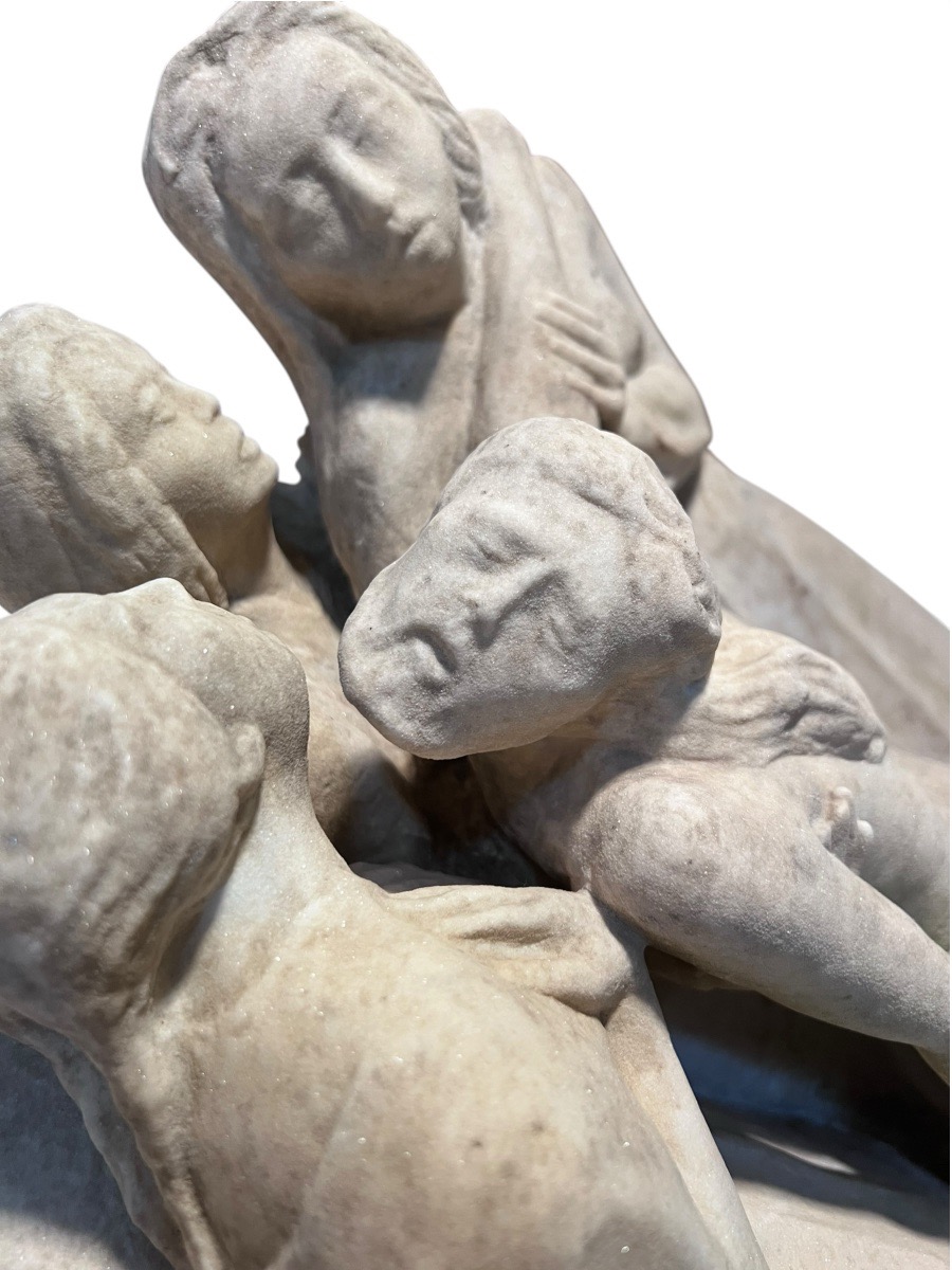 1910 - 1930 - Scultore dell’Italia settentrionale - Gruppo di Pietà in pietra calcarea-photo-1