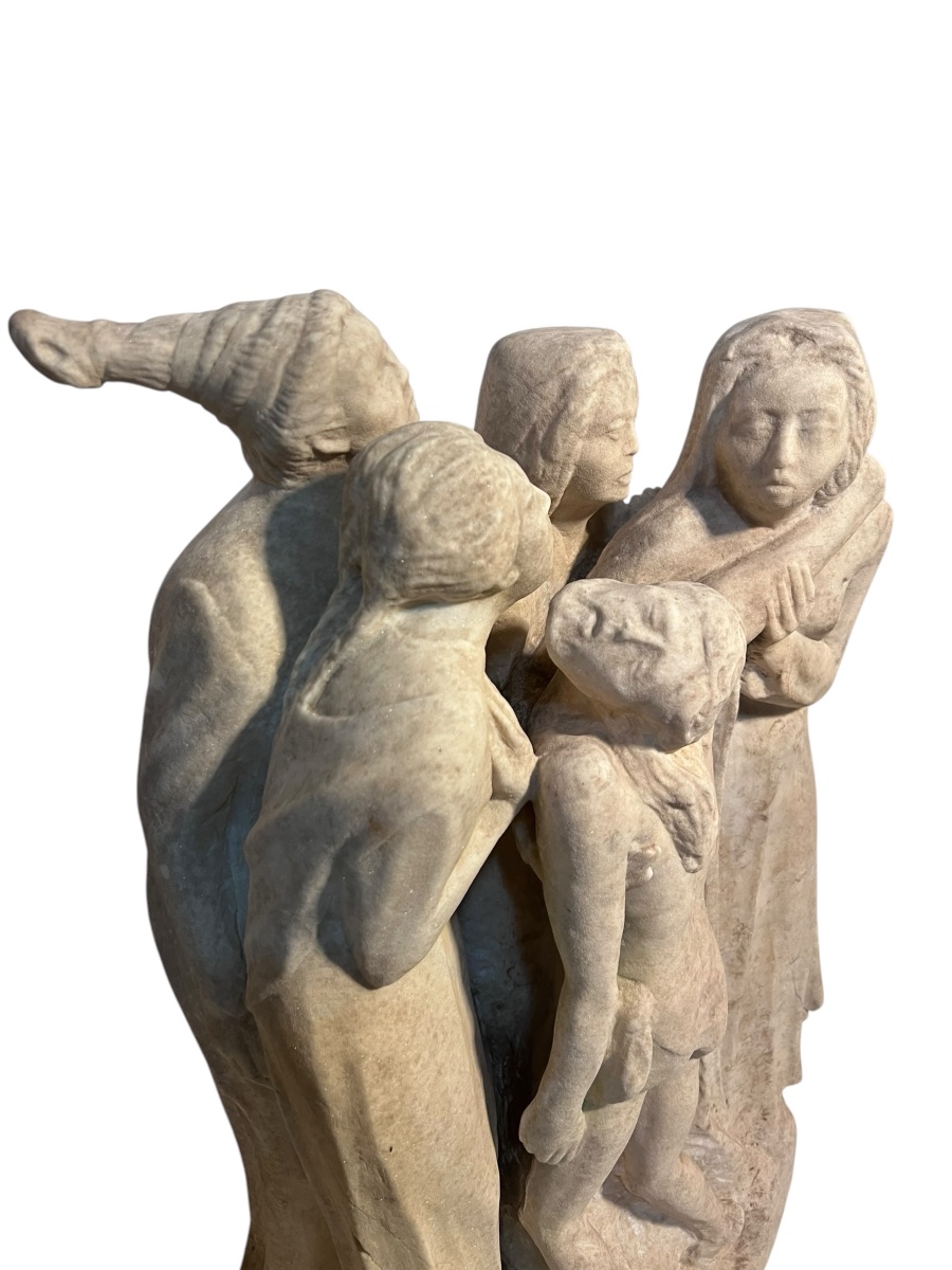 1910 - 1930 - Scultore dell’Italia settentrionale - Gruppo di Pietà in pietra calcarea-photo-2