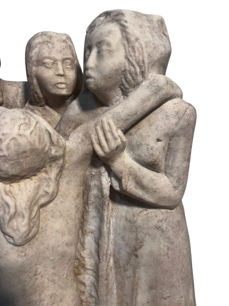 1910 - 1930 - Scultore dell’Italia settentrionale - Gruppo di Pietà in pietra calcarea-photo-3