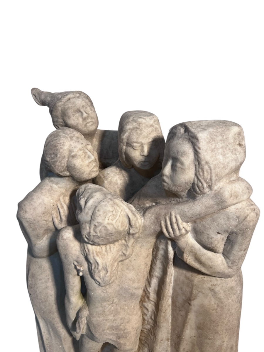 1910 - 1930 - Scultore dell’Italia settentrionale - Gruppo di Pietà in pietra calcarea-photo-4