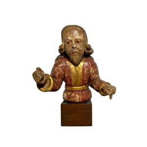 Inizio XVI secolo - Germania - Busto di Dio Padre in legno policromo