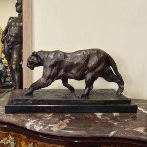 Bronze Walking Panther (bugatti Rembrandt 1884-1916)
